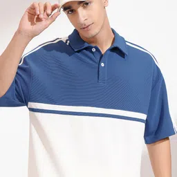 HIGHLANDER Men Colourblocked Polo Collar Drop-Shoulder Sleeves T-shirt-image-42