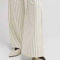 Marks & Spencer Women Cotton Striped High-Rise Trousers-picture-46
