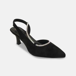 Lavie Embellished Velvet Slim Heeled Pumps-12