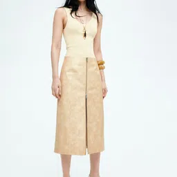 H&M Coated Zip-Front Skirt-image-2