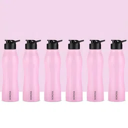 BOROSIL Unisex Pink & Black Set of 6 Stainless Steel Solid Water Bottle-25
