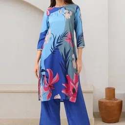 Ishin Women Floral Printed Regular Kurta with Trousers-picture-13