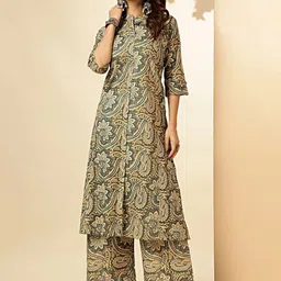 KALINI Floral Printed Pure Cotton Straight Kurta with Palazzos-29