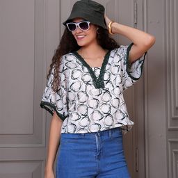 BAESD Women Printed V-Neck Crepe Top-picture-3
