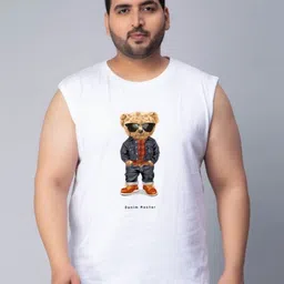 Toodle Plus Men Plus Size Printed Sleeveless Vest T-Shirt-image-45