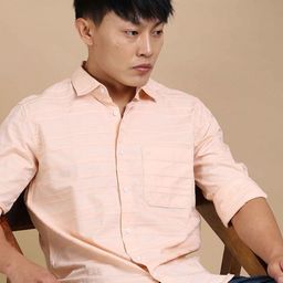 URBARO Men Smart Fit Textured Spread Collar Pure Cotton Casual Shirt-image-74