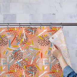 ArtzFolio Peach-Coloured Printed Waterproof Shower Curtain-4