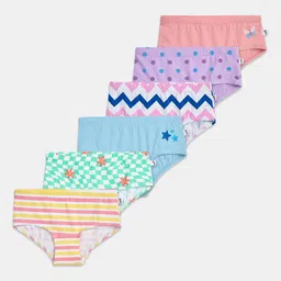 You Got Plan Pack Of 6 Assorted Printed Pure Cotton Girls Mid-Rise Basic Briefs-image-90