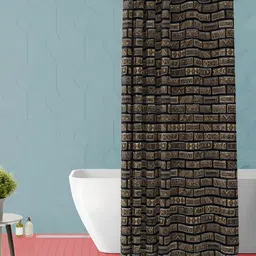 ArtzFolio Black & Brown Printed Waterproof Shower Curtain-14