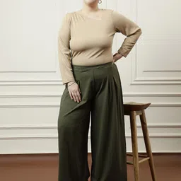 Athena Ample Women Classic Loose Fit Easy Wash Trousers-image-54
