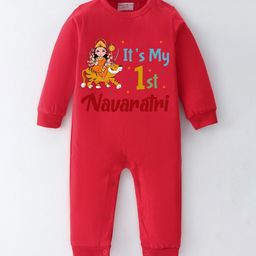 BLUSHES Infants Its My First Navaratri Printed Pure Cotton Romper-picture-28