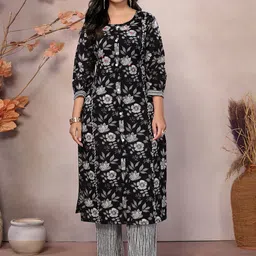 Rangita Women Ethnic Motifs Embroidered Regular Mirror Work Pure Cotton Kurta with Trousers-image-74
