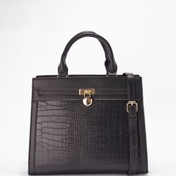 Forever Glam by Pantaloons Textured PU Structured Shoulder Bag with Applique-15