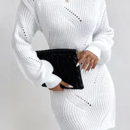 Mast & Harbour Women Ribbed Self Design Long Sleeve Longline Sweater-picture-27