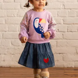 TIDY SLEEP Girls Embroidered Antimicrobial Cotton Sweatshirt-12