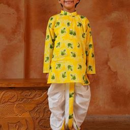 Aj DEZInES Boys Printed Regular Pure Cotton Kurta with Dhoti Pants-image-73