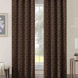 Aura Coffee Brown & Gold-Toned Set of 2 Room Darkening Door Curtain-image-72