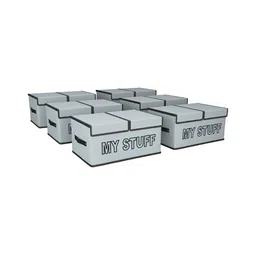 Aura Grey 6 Pieces My Stuff-Printed Double Lid Large 2 Compartments Drawer Organisers-40