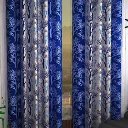 BELLA TRUE Blue & White 2 Pieces Floral Regular Door Curtains-image-64