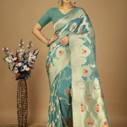 HI FI NX Ethnic Motifs Organza Banarasi Saree-image-90