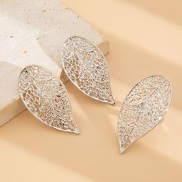 StyleCast x Revolte Silver-Plated Leaf Shaped Studs With Finger Ring-image-17