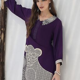 Indo Era Geometric Printed V-Neck A-Line Kurta & Palazzos-picture-14