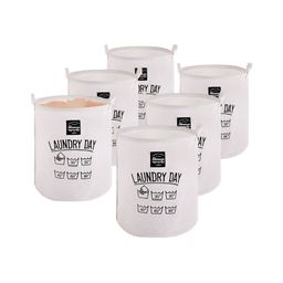 Aura Pack Of 6 White Printed Laundry Bag-46