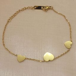 DressBerry Stainless Steel Gold-Plated Three Hearts Chain Wraparound Bracelet-14