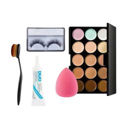 skrynnzer Set Of 5 Contour- Foundation Brush- Eyelashes- Glue- Makeup Blender-26