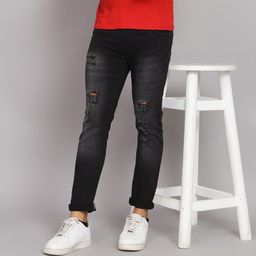 Moda Rapido Men Classic Relaxed Fit Slash Knee Light Fade Jeans-image-128