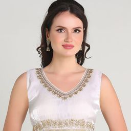 HERE&NOW Embroidered Sleevless Saree Blouse-image-90