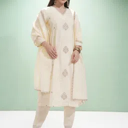 Vishudh Women Embroidered Regular Kurta with Trousers & With Dupatta-picture-10