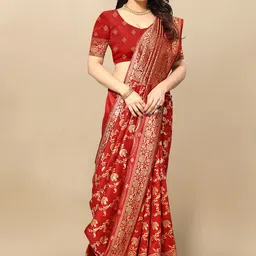Moda Rapido Embellished Zari Silk Blend Banarasi Saree-22