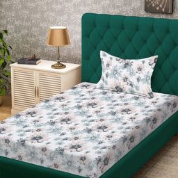Myntra Elegant Homes White & Grey Printed 300 TC Single Bedsheet Set 2.25 m x 1.50 m-image-69