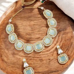Stefan Gold-Plated Kundan Studded And Beaded Jewellery Set-image-96