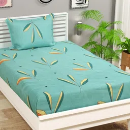 VAS COLLECTIONS Green & Green Floral Printed 144 TC Single Bedsheet Set 1.52 M x 2.20 M-picture-36