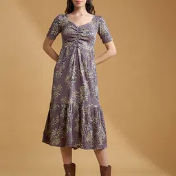 The Roadster Lifestyle Co. Women Printed Sweetheart Neck Fit & Flare Dress-picture-43