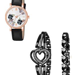 THE SHOPOHOLIC Women Printed Dial & Leather Straps Analogue Watch K-BLACK-2BR-image-93
