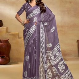 HERE&NOW Ethnic Motifs Saree With Unstiched Blouse Piece-image-71