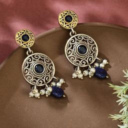 Fabindia Contemporary Oxidised Dangler Earrings-image-99