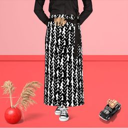 ArtzFolio Black & White Printed Cotton Waist Apron-image-116