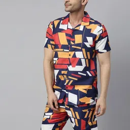 CHROME & CORAL Men Printed Night suit-image-19