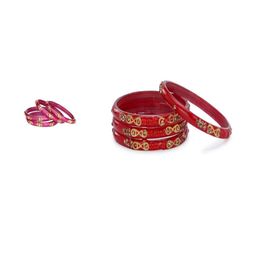 Somil Elegant Combo Glass Bangle Set | Handmade Traditional Chudi For Women | Perfect For Daily & Occasion Use, Combo Of 2 Set, Multicolor, Red-image-95