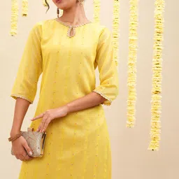 Vishudh Ethnic Motifs Printed Keyhole Neck Mirror Work Kurta-picture-57