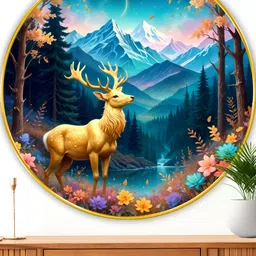Myntra Elegant Homes Blue & Yellow Deer Birds And Animals Wooden Wall Art-image-75