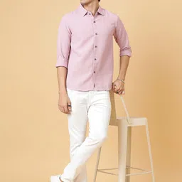 Kotty Men Relaxed Spread Collar Textured Self Design Casual Shirt-image-40