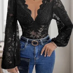 StyleCast Self Design V-Neck Bodysuit-image-56