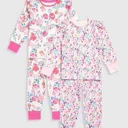 mothercare Girls Pack Of 2 Floral Printed Pure Cotton Sweatshirt With Pyjamas-image-71