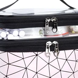Panchhi Store Black Reusable Double Layer Makeup Organisers With Zip & Hand Strap-47