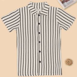 Pantaloons Junior Boys Vertical Striped Spread Collar Casual Shirt-50